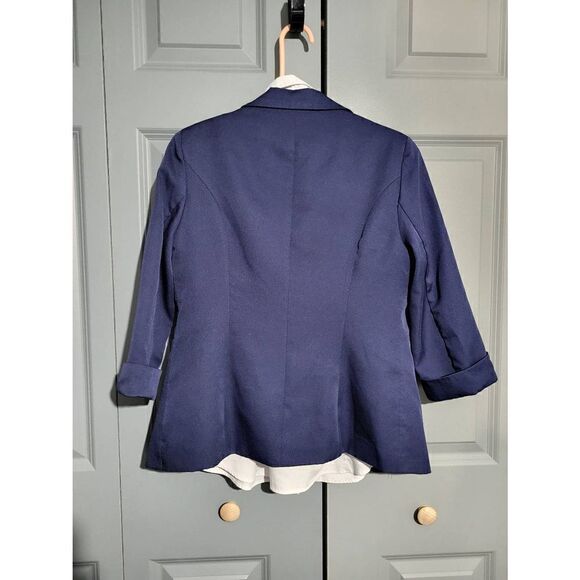 Womens navy blazer with matching collard under shirt - Picture 8 of 8